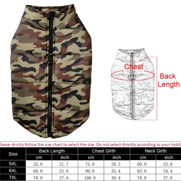 Winter Waterproof Camouflage Dog Coat for Large Dogs – Warm Windproof Cotton Pet Jacket for Autumn & Winter - Image 6